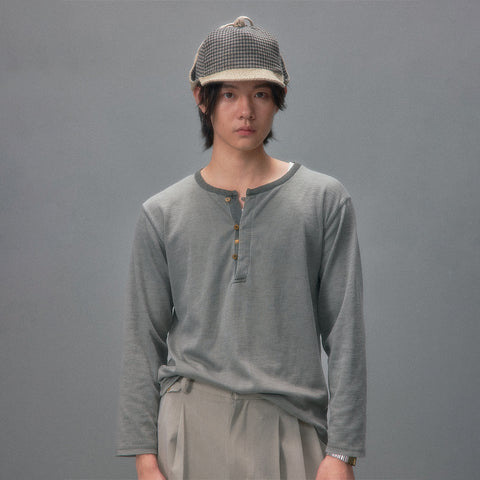 Rainy Night Screening Room Textured Henley Long Sleeve T-Shirt