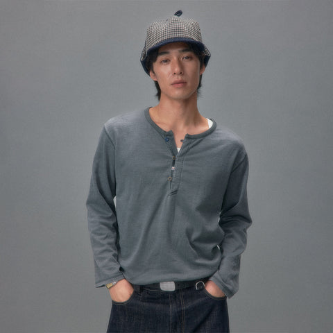 Rainy Night Screening Room Textured Henley Long Sleeve T-Shirt