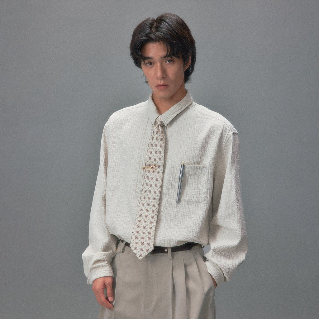 Amber Saturday Textured Striped Shirt