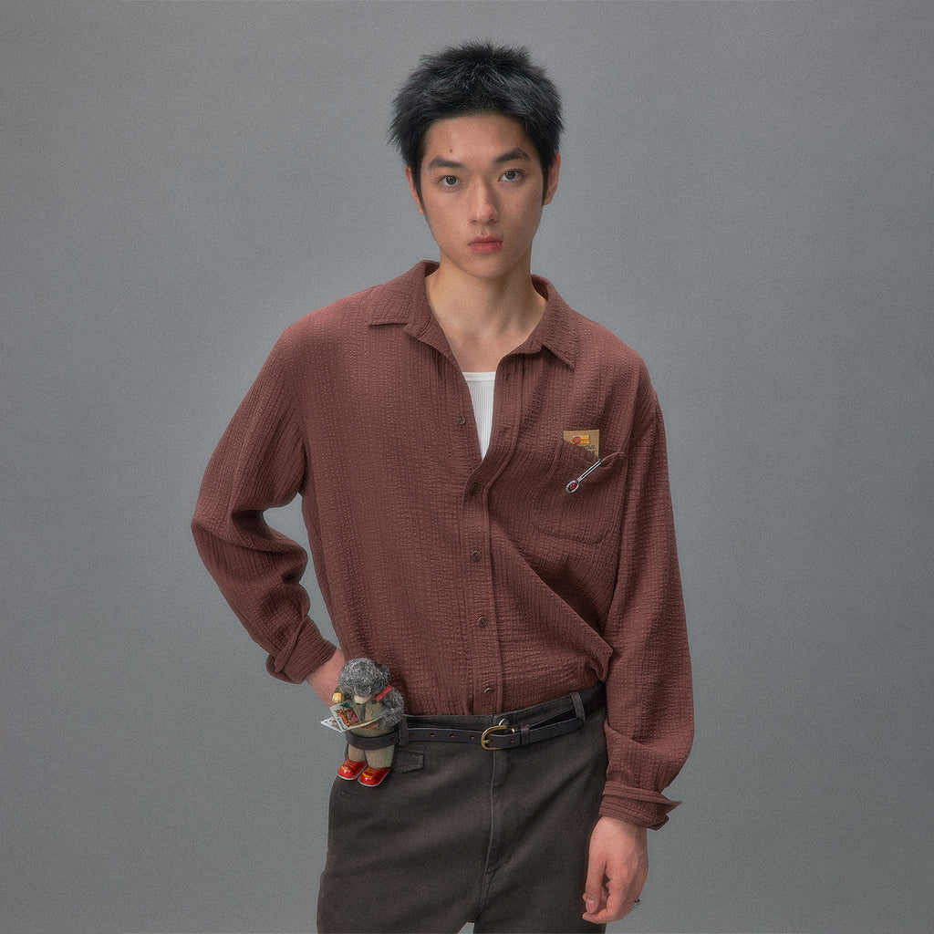Amber Saturday Textured Striped Shirt