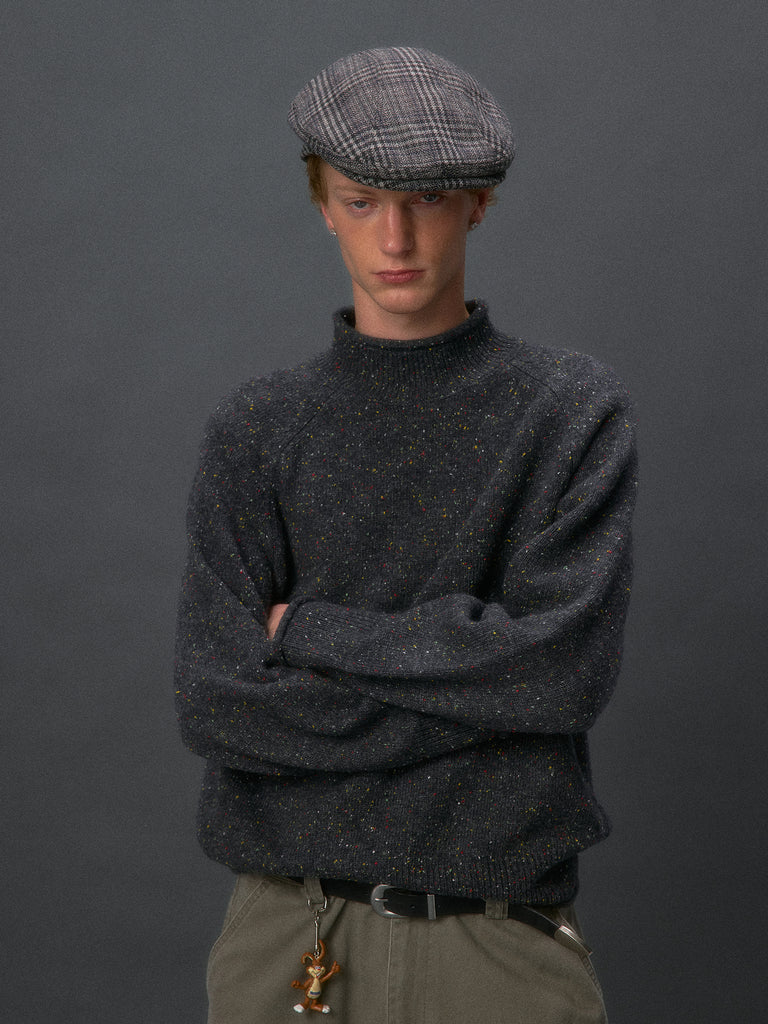 Colorful Speckled Mock-Neck Sweater