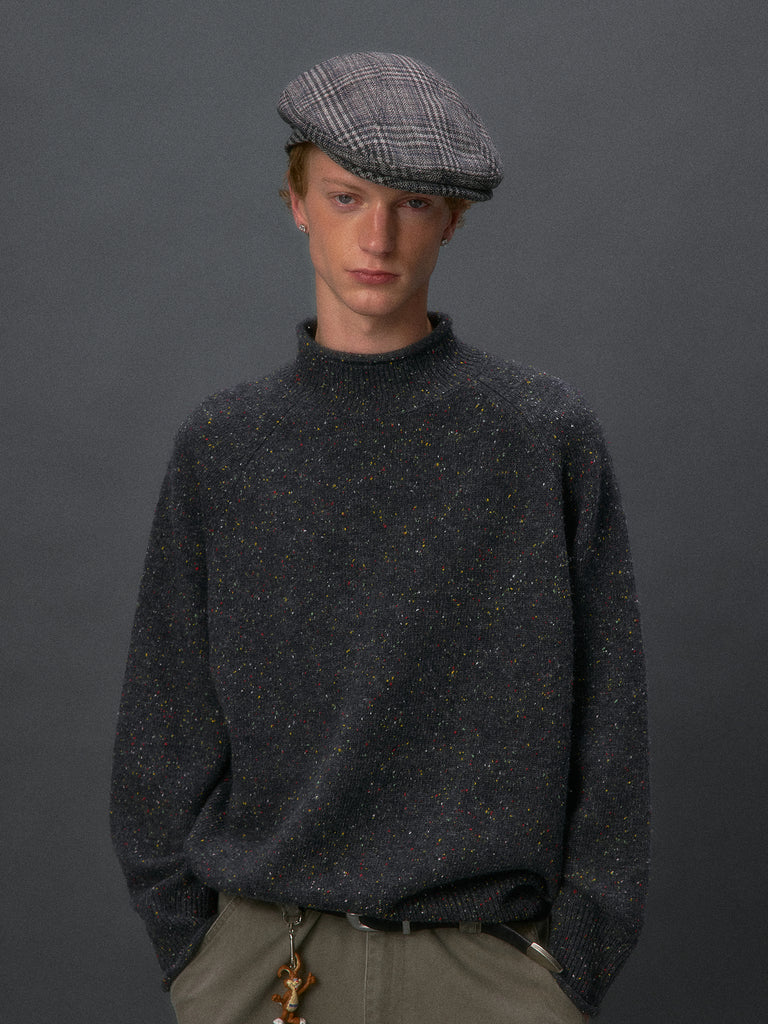Colorful Speckled Mock-Neck Sweater