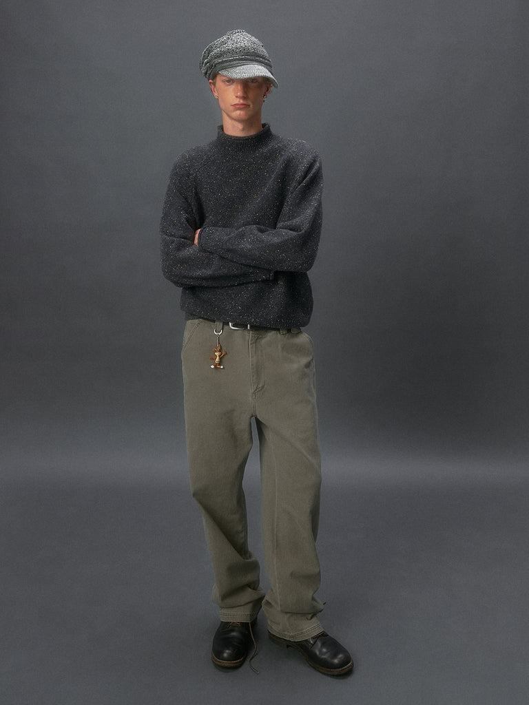 Colorful Speckled Mock-Neck Sweater