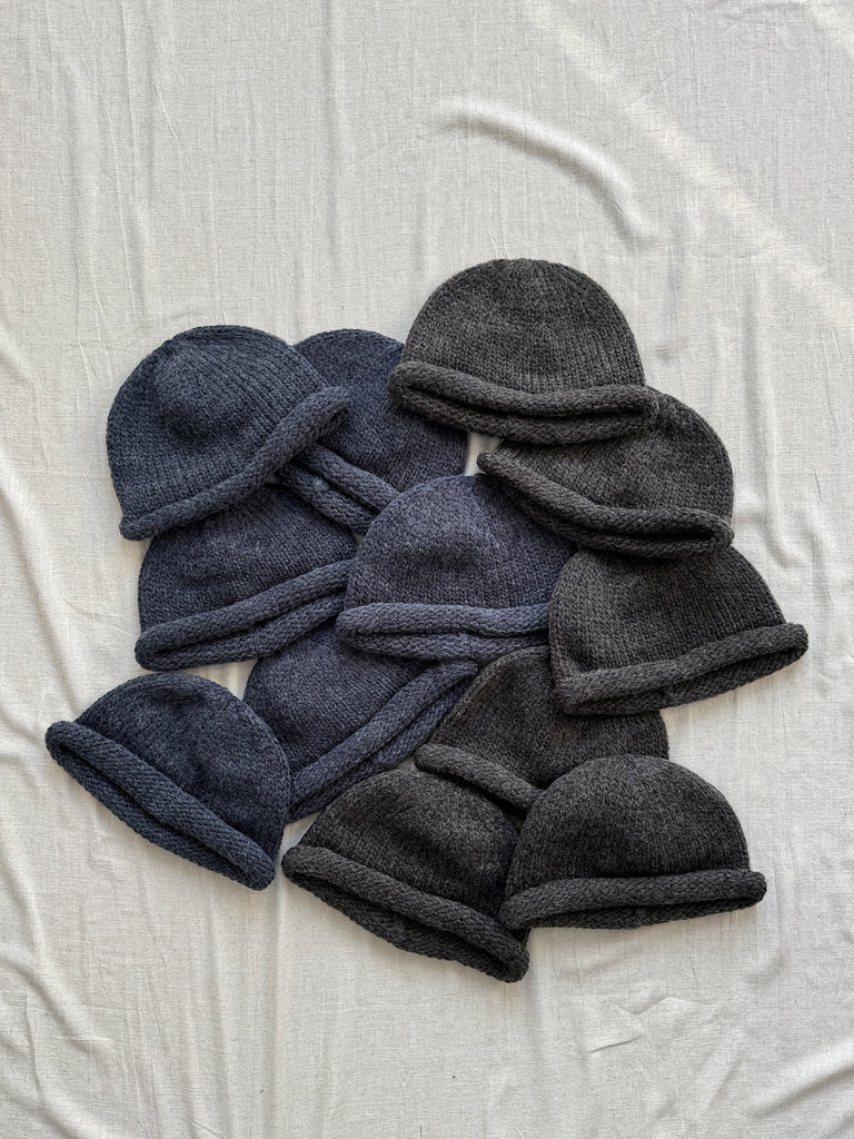 Floral Yarn Rolled-Brim Beanie