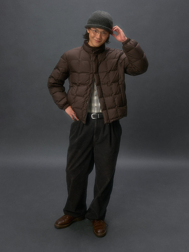 Basic Short-Cut Checkered Down Jacket