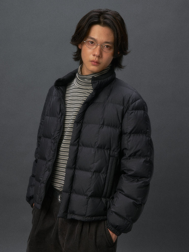Basic Short-Cut Checkered Down Jacket