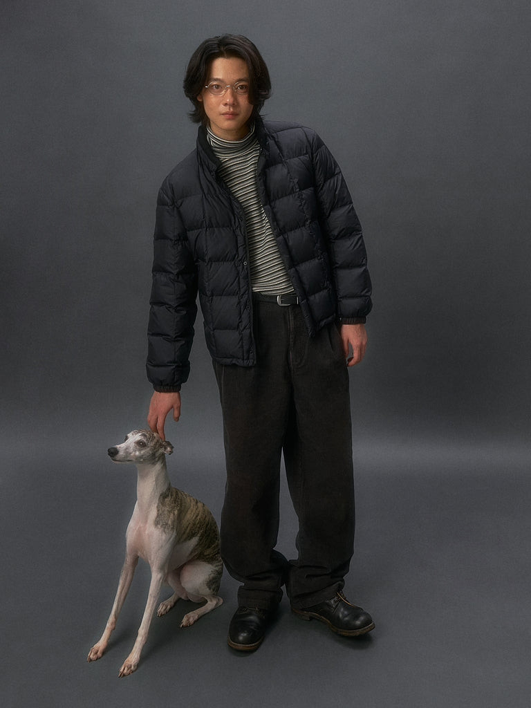 Basic Short-Cut Checkered Down Jacket