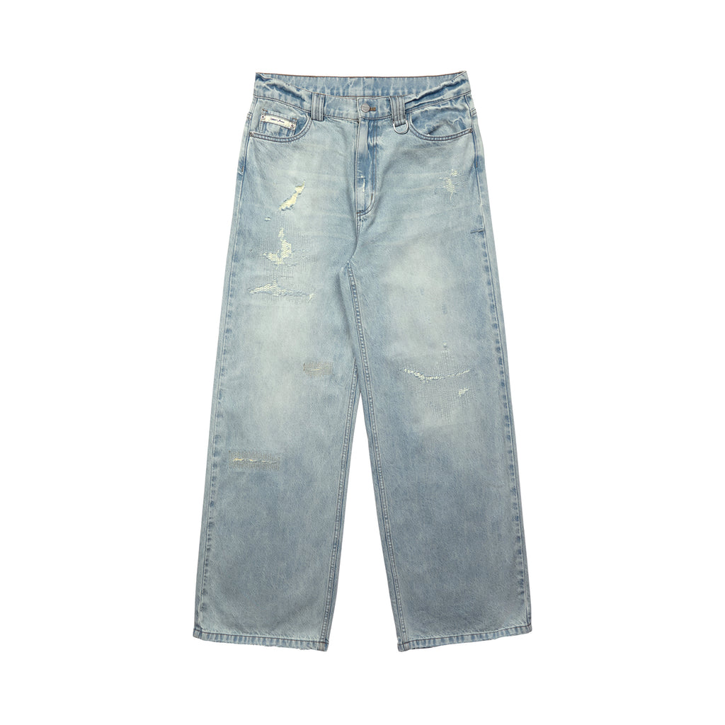 Chemist's Thrift Store Patched Straight Jeans