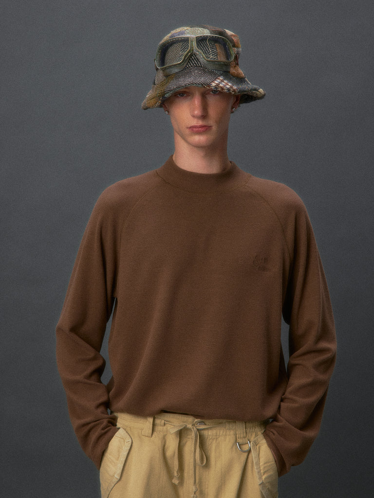 Waffle-Knit Turtleneck Long-Sleeves