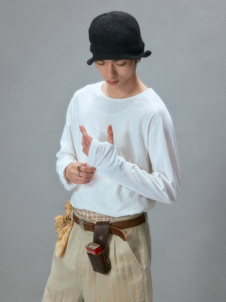 Japanese Vintage Loom Slub Cotton Long-Sleeve T-Shirt
