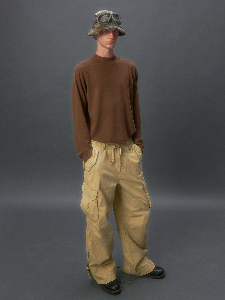 Waffle-Knit Turtleneck Long-Sleeves