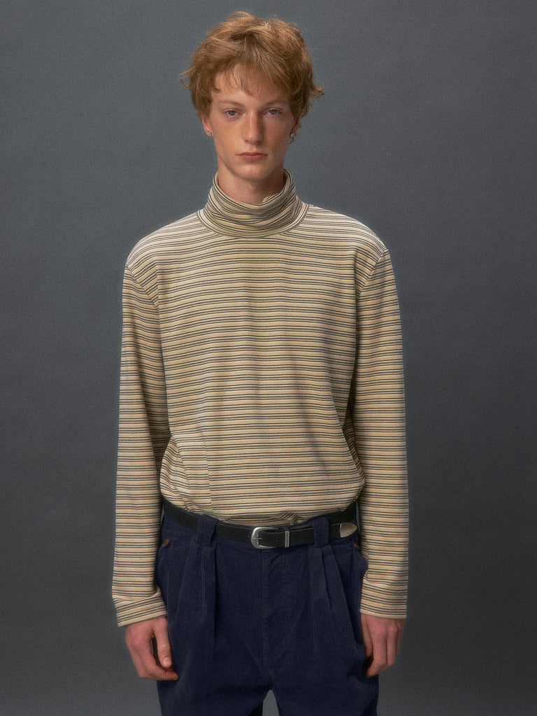 Striped Turtleneck Long-sleeve Shirt