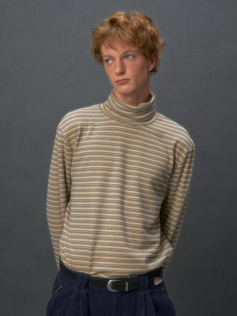 Striped Turtleneck Long-sleeve Shirt