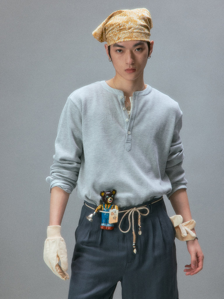 Vintage Long-Sleeve Henley T-Shirt