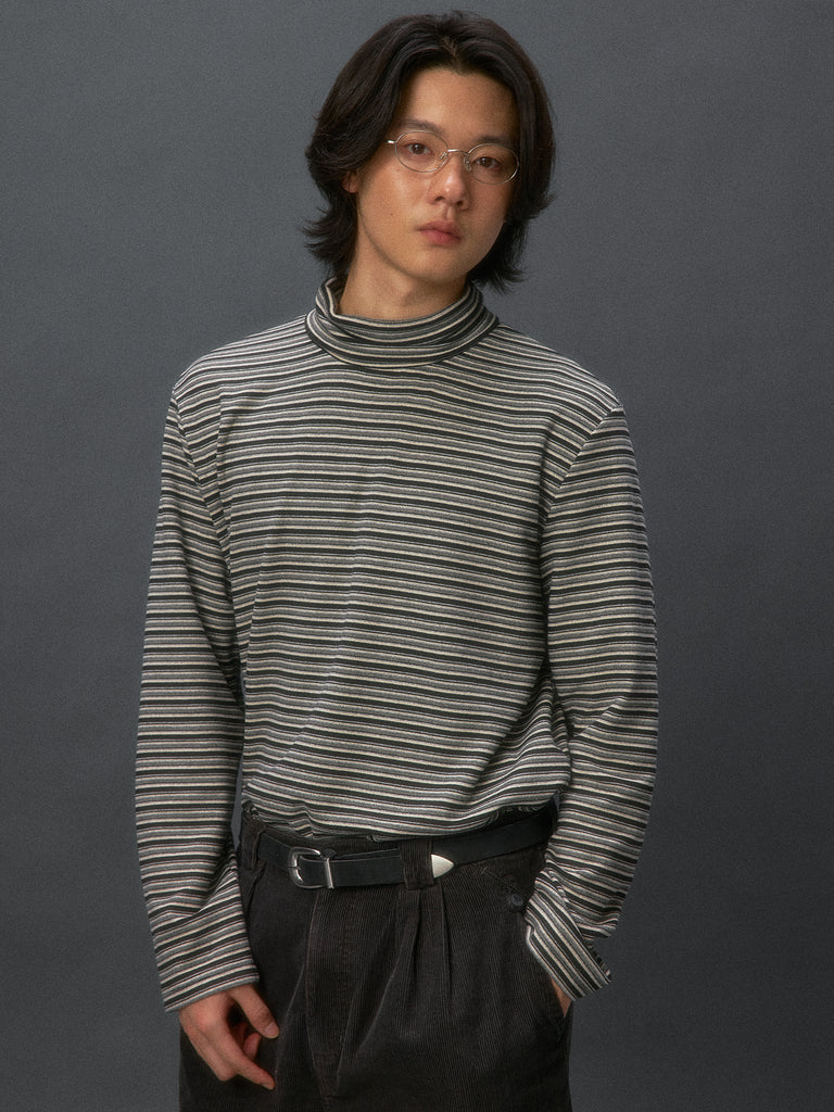 Striped Turtleneck Long-sleeve Shirt
