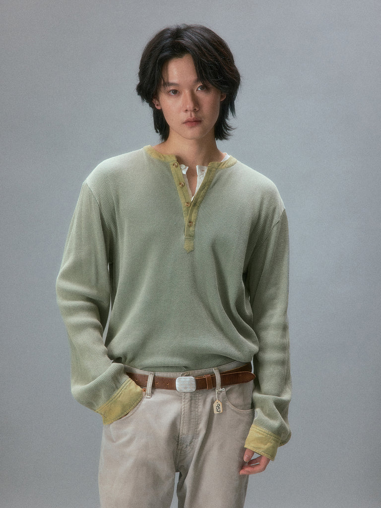 Vintage Long-Sleeve Henley T-Shirt
