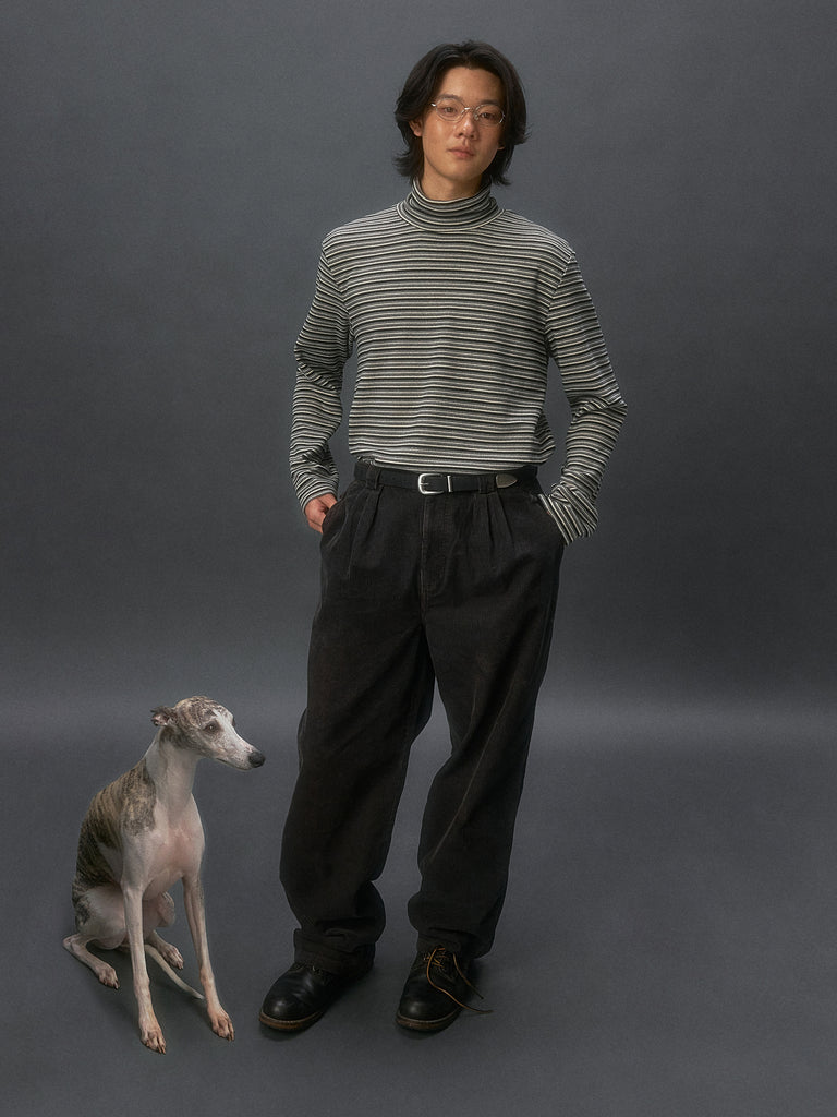 Striped Turtleneck Long-sleeve Shirt