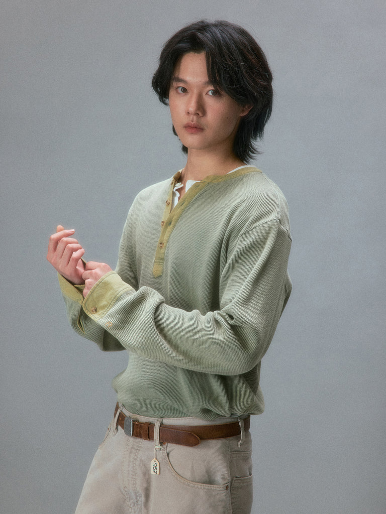 Vintage Long-Sleeve Henley T-Shirt