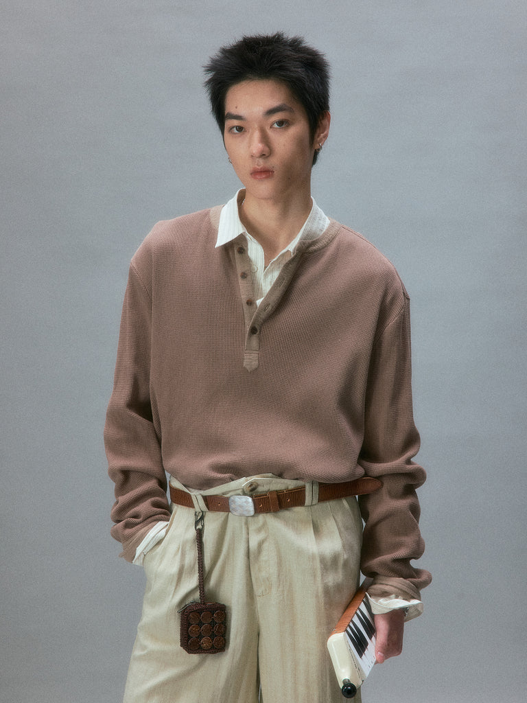 Vintage Long-Sleeve Henley T-Shirt