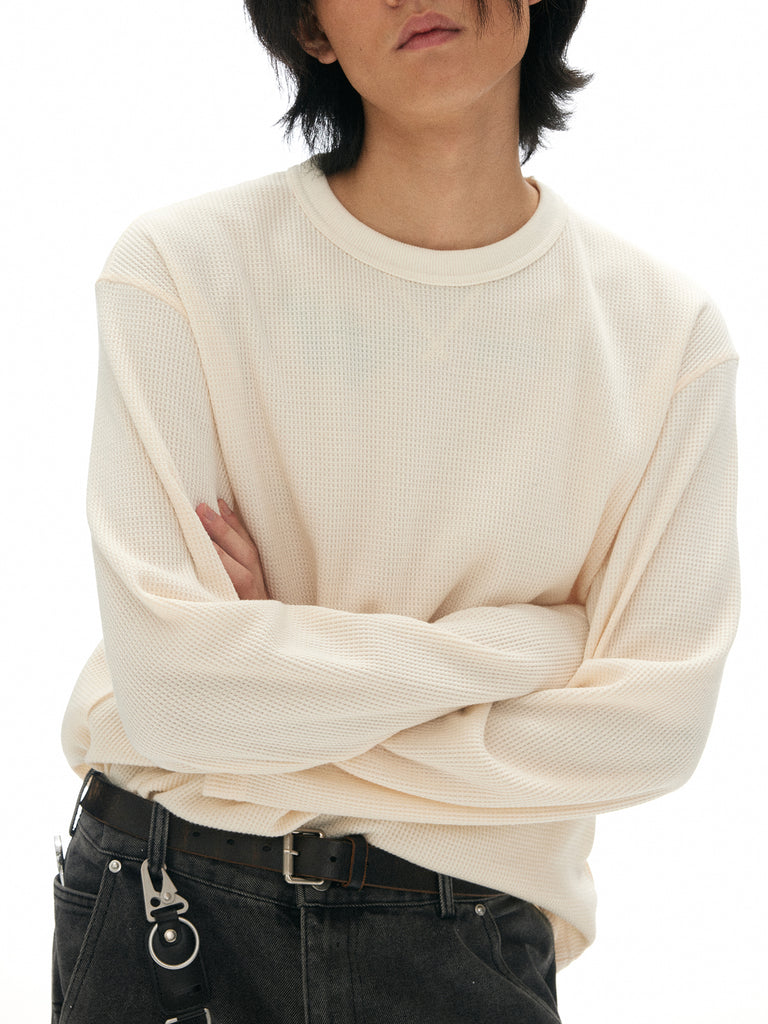 Waffle-Knit Long-Sleeve Shirt