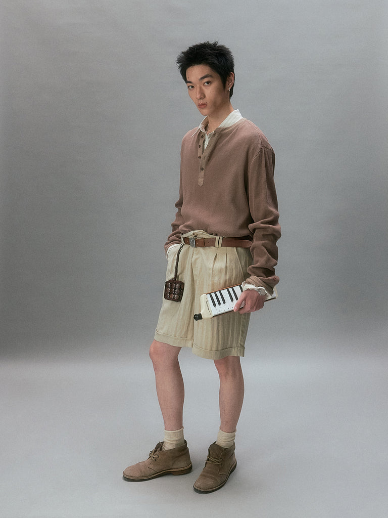 Vintage Long-Sleeve Henley T-Shirt