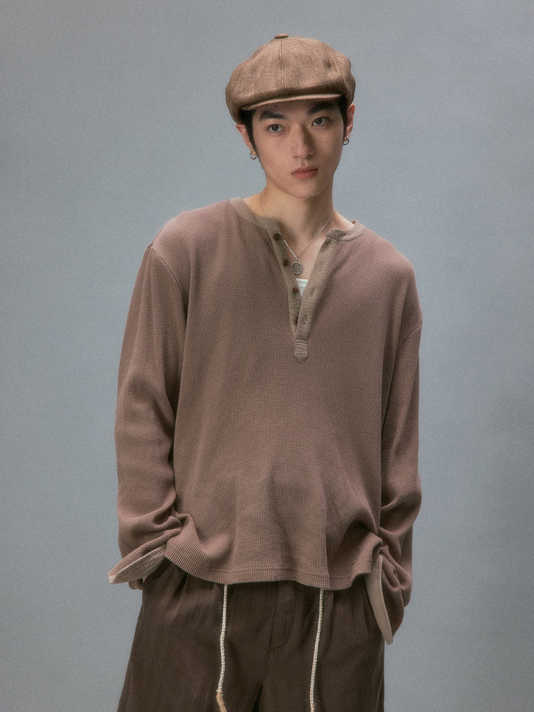 Vintage Long-Sleeve Henley T-Shirt
