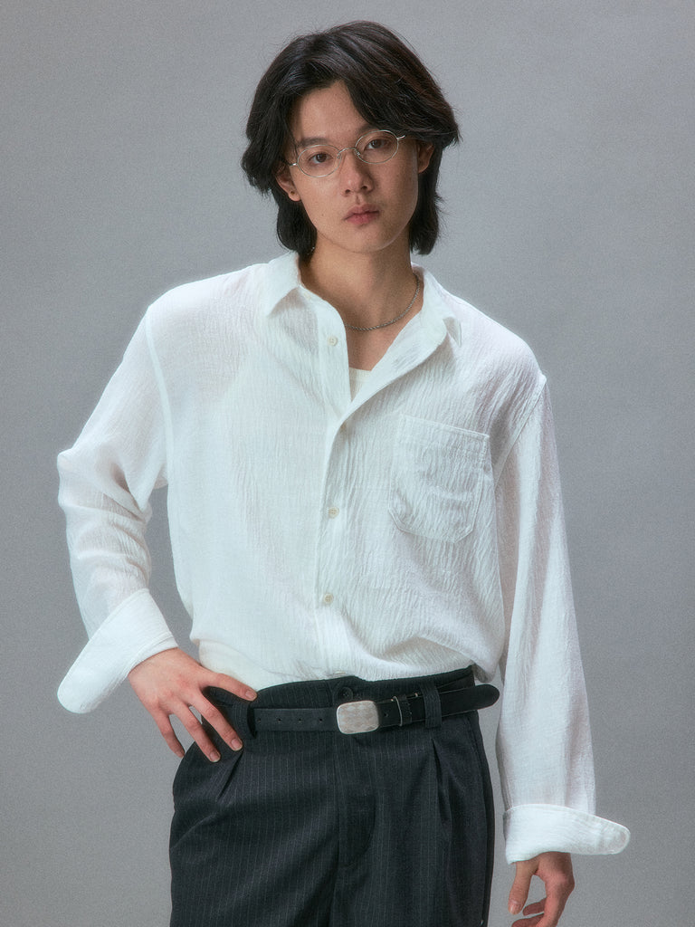Yutaka Takenouchi's Summer Crinkle-Texture Shirt