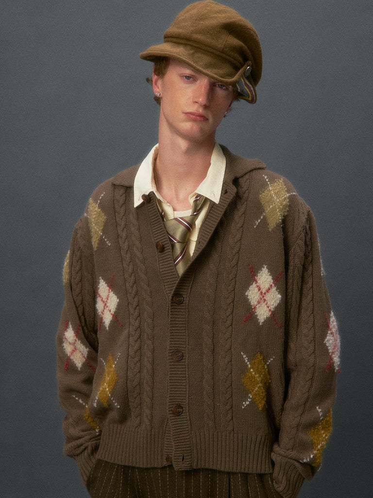 Argyle Knit Cardigan