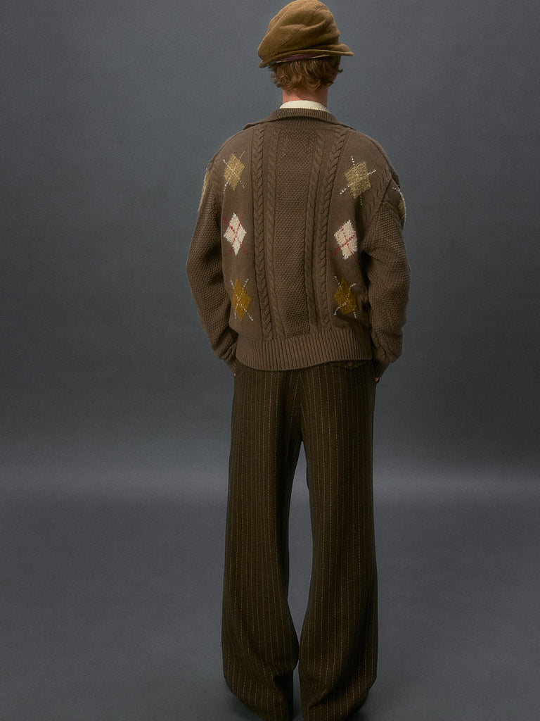 Argyle Knit Cardigan