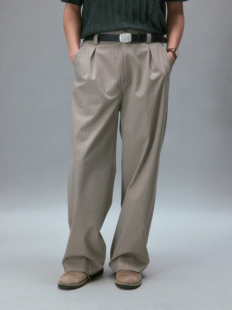Pitt’s Vintage Striped Straight-Leg Trousers