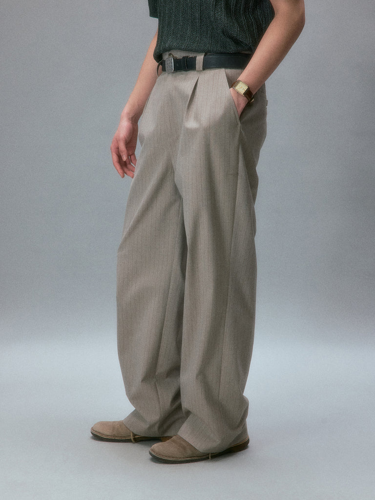 Pitt’s Vintage Striped Straight-Leg Trousers