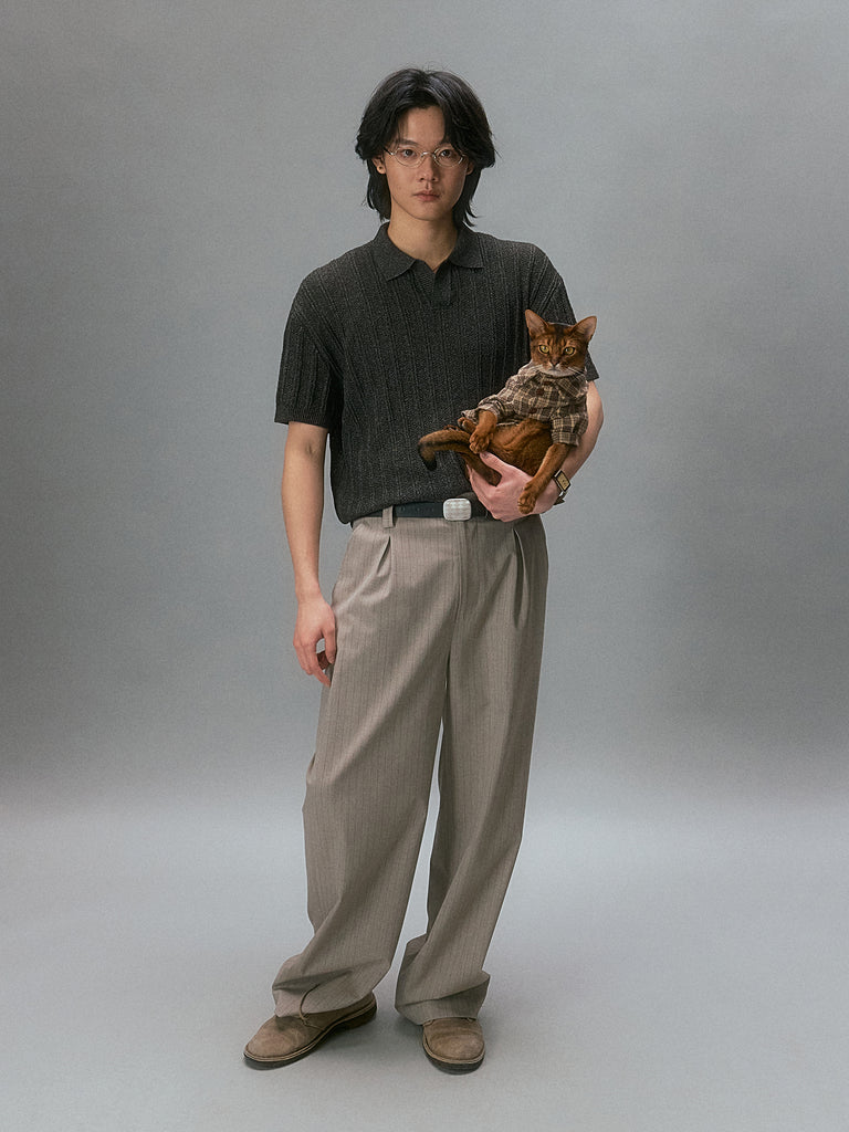 Pitt’s Vintage Striped Straight-Leg Trousers