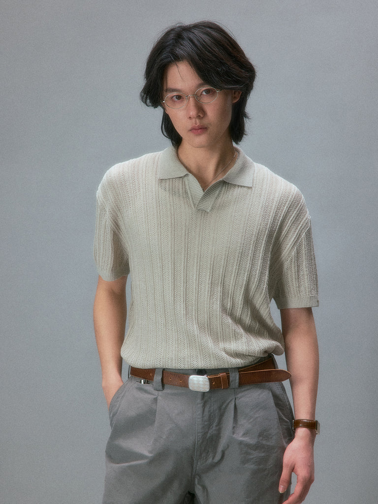 Takuya's Striped Knit Polo