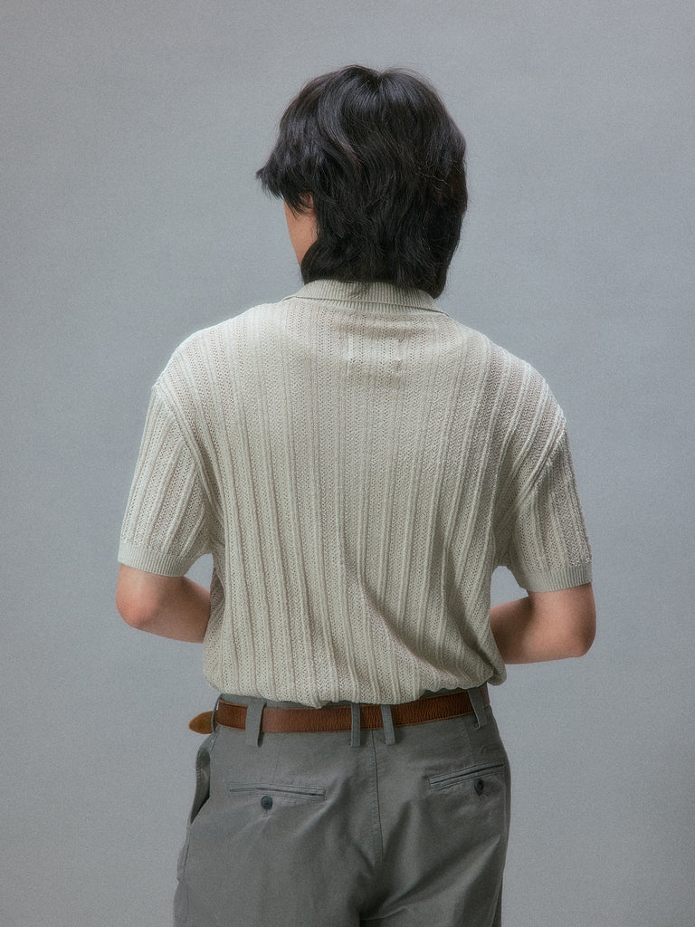 Takuya's Striped Knit Polo