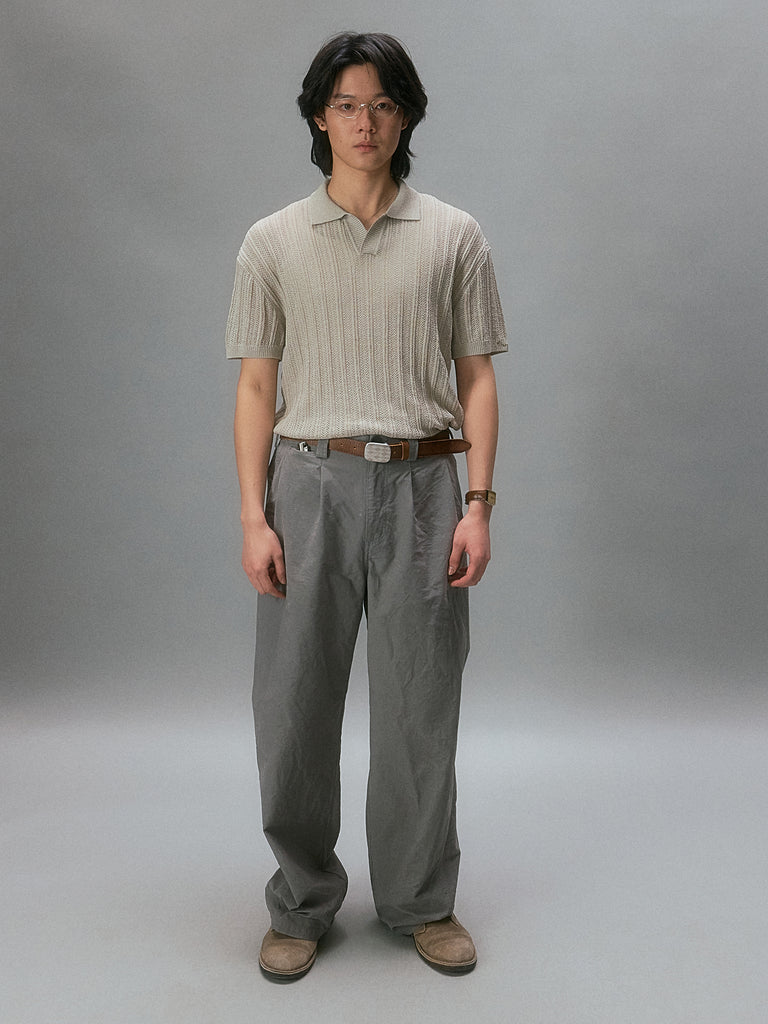 Takuya's Striped Knit Polo