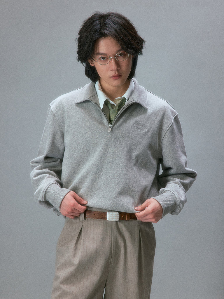 Minimal Drawstring Collar Sweatshirt