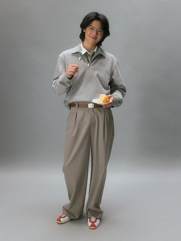 Minimal Drawstring Collar Sweatshirt