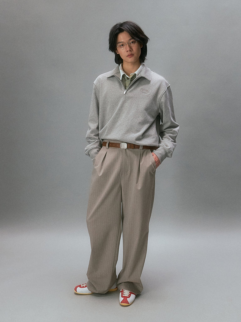 Minimal Drawstring Collar Sweatshirt