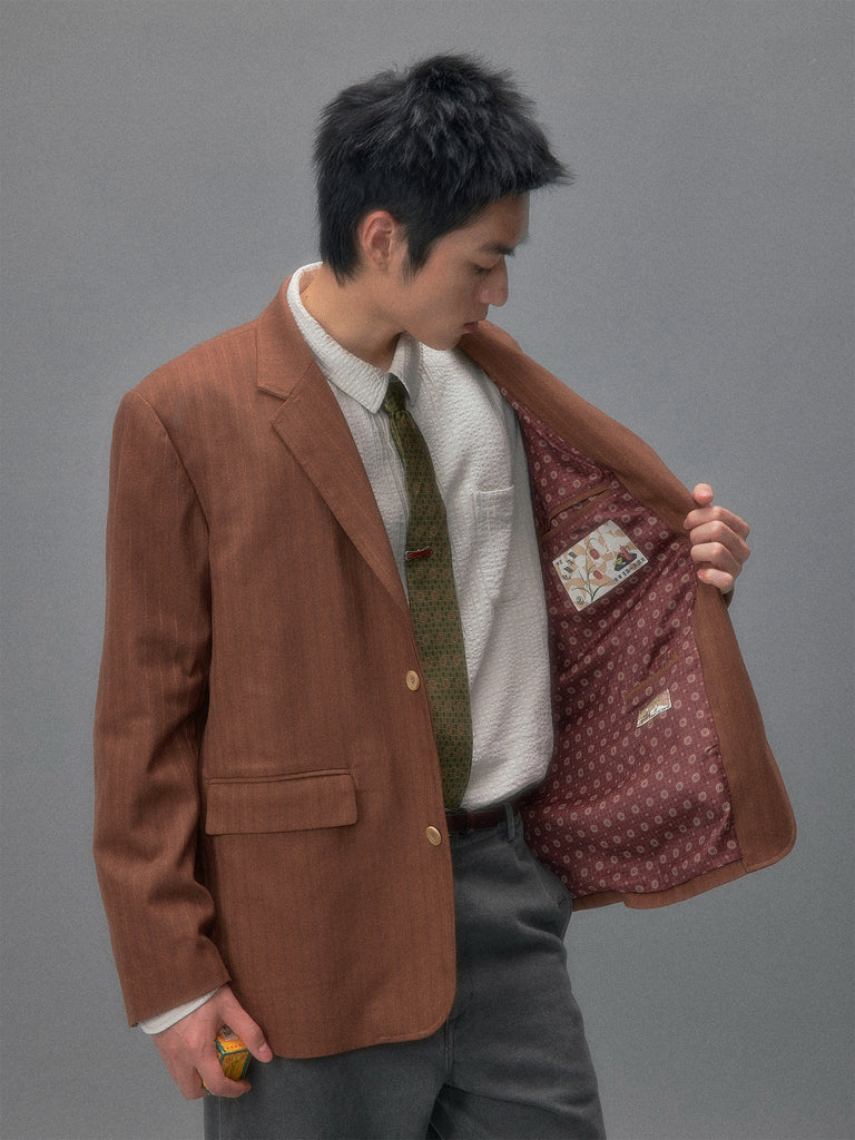Showa Jacquard Striped Tailored Jacket