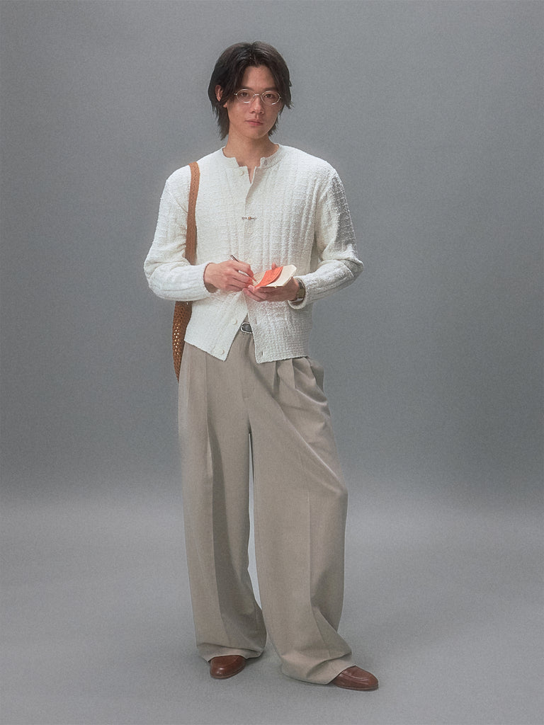 Karasawa Autumn Letter Textured Solid Color Cardigan