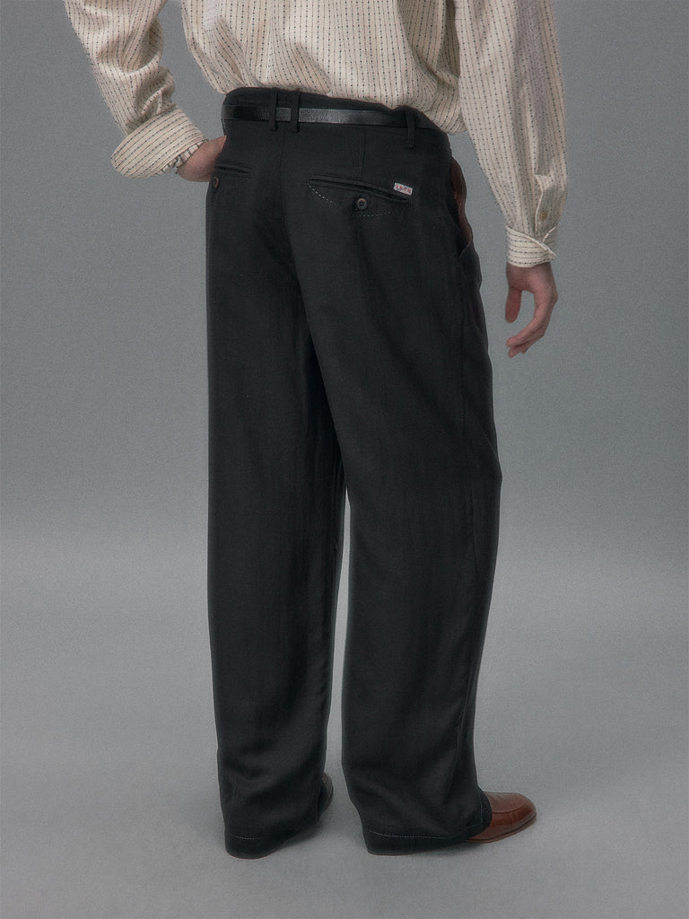 Shibuya Midnight Subtle Pattern Relaxed Straight Leg Trousers