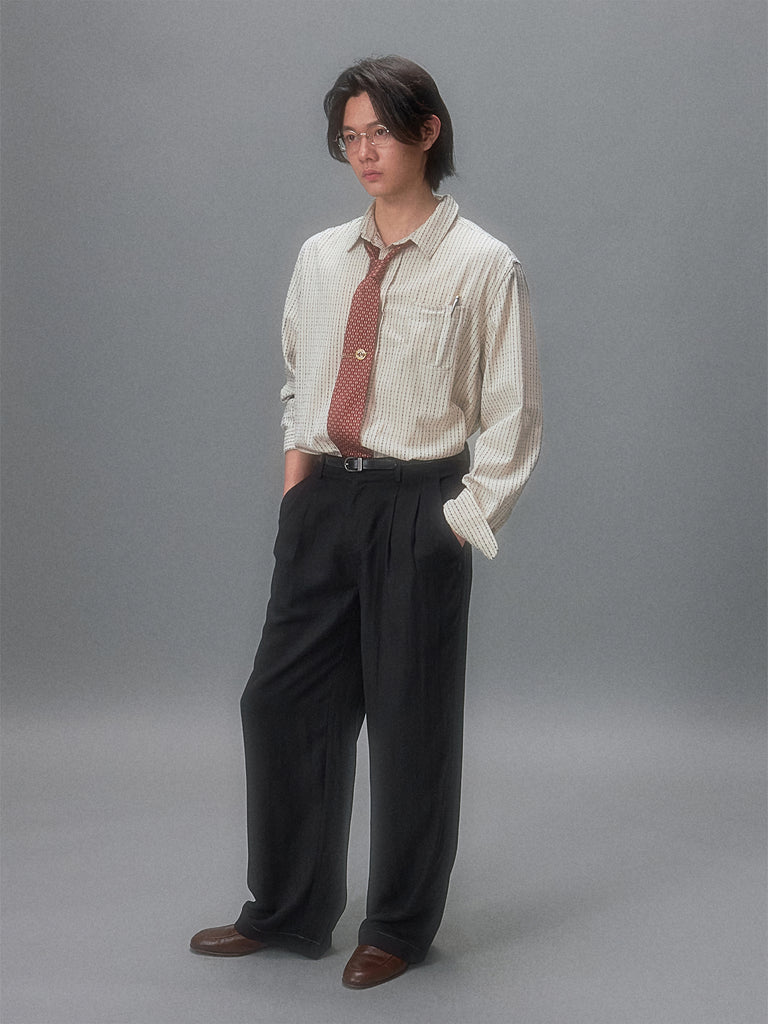 Shibuya Midnight Subtle Pattern Relaxed Straight Leg Trousers