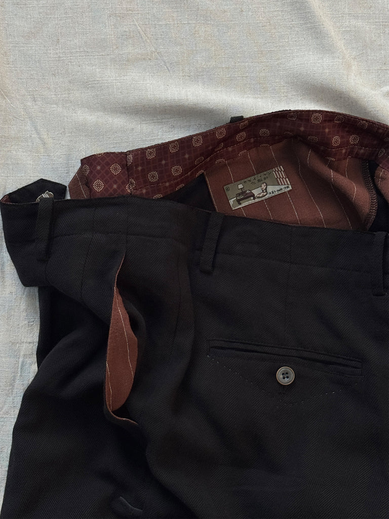 Shibuya Midnight Subtle Pattern Relaxed Straight Leg Trousers