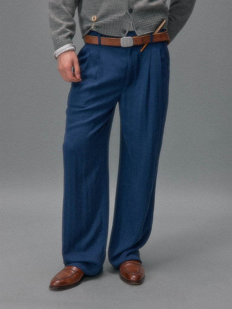 Shibuya Midnight Subtle Pattern Relaxed Straight Leg Trousers