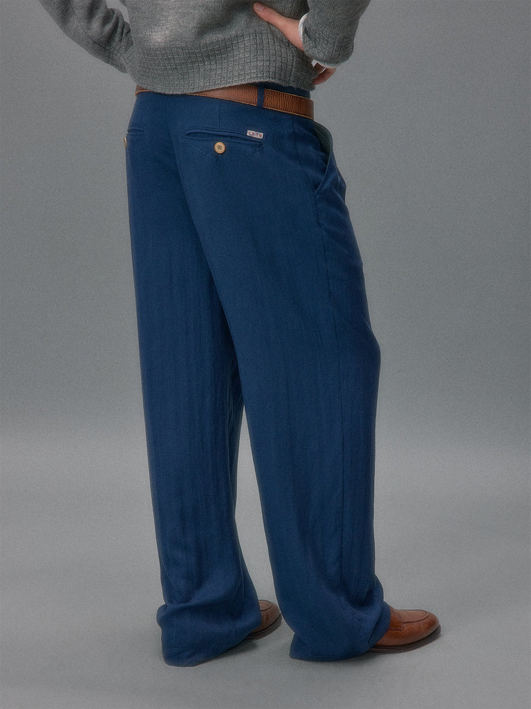 Shibuya Midnight Subtle Pattern Relaxed Straight Leg Trousers