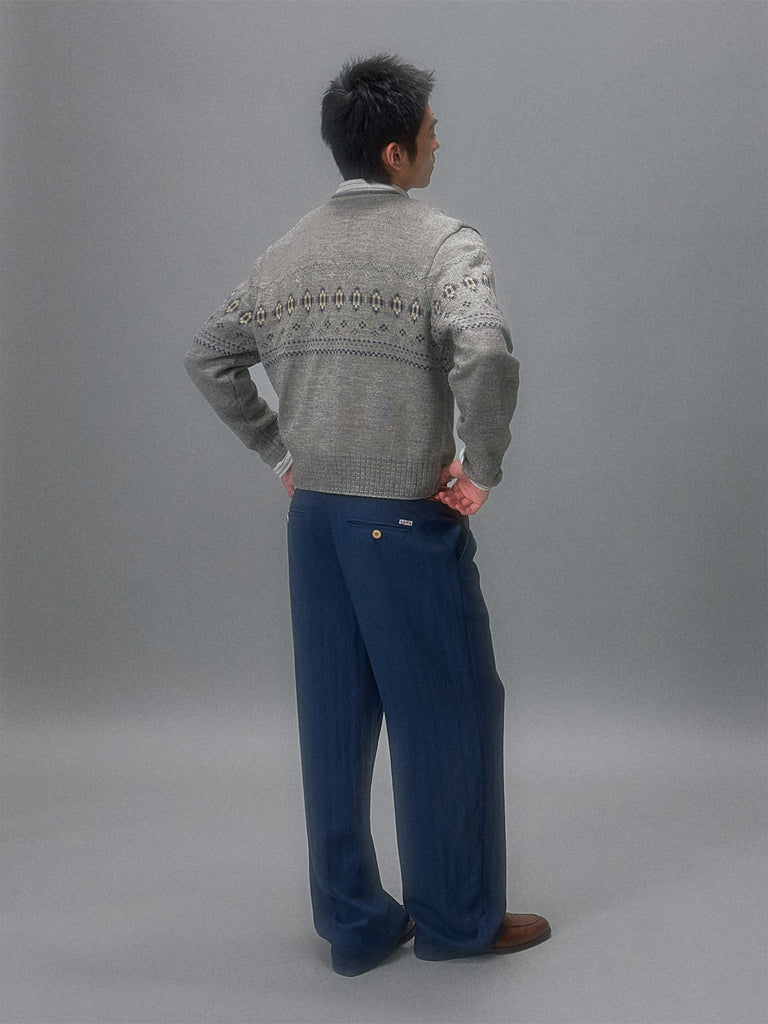 Shibuya Midnight Subtle Pattern Relaxed Straight Leg Trousers