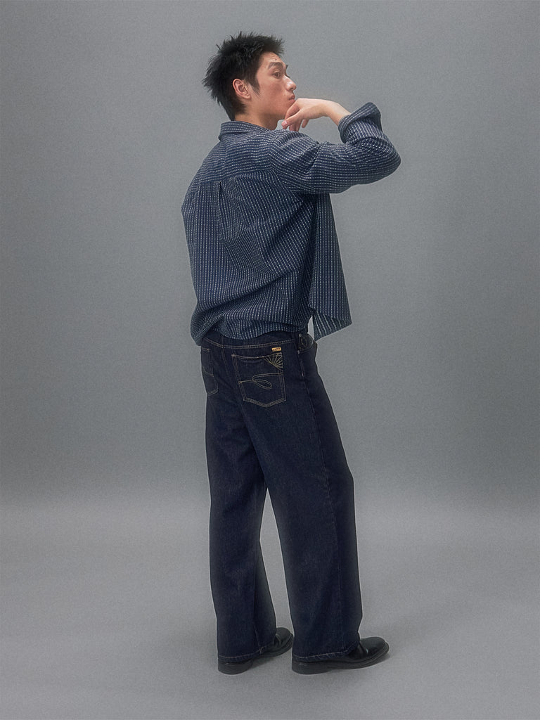 End of the Coastline Linen-Feel Relaxed Straight Leg Jeans