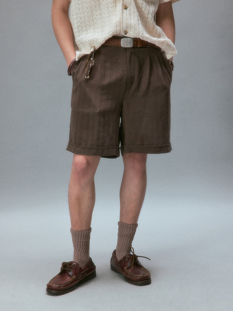 Kamogawa Picnic Vintage Texture Tailored Shorts