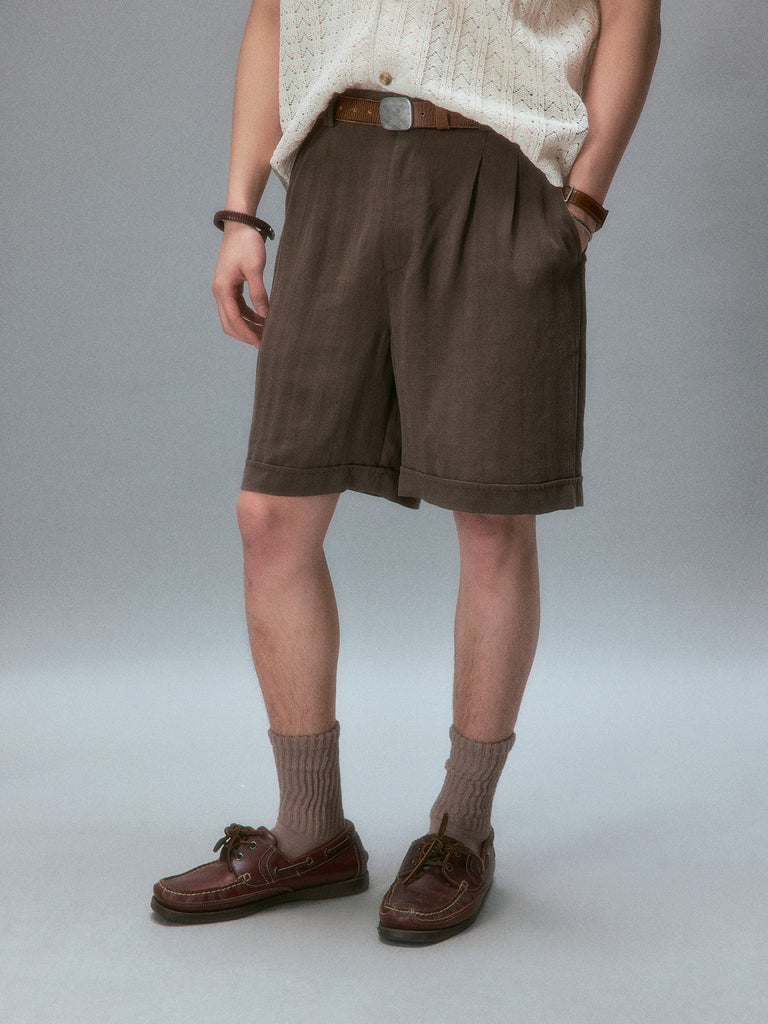 Kamogawa Picnic Vintage Texture Tailored Shorts