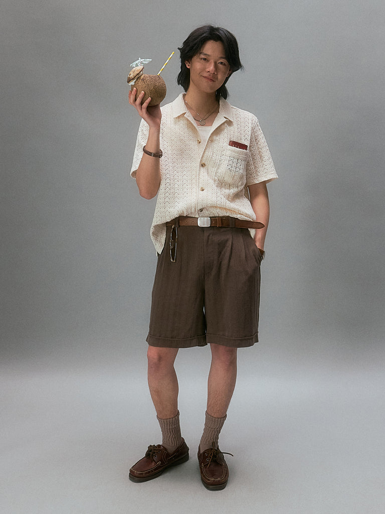 Kamogawa Picnic Vintage Texture Tailored Shorts